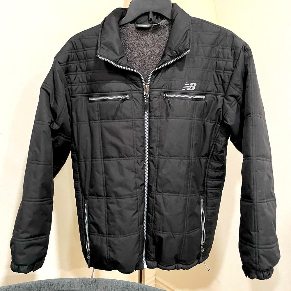 New Balance Jacket Puffer Men Sz Large Black Sherpa